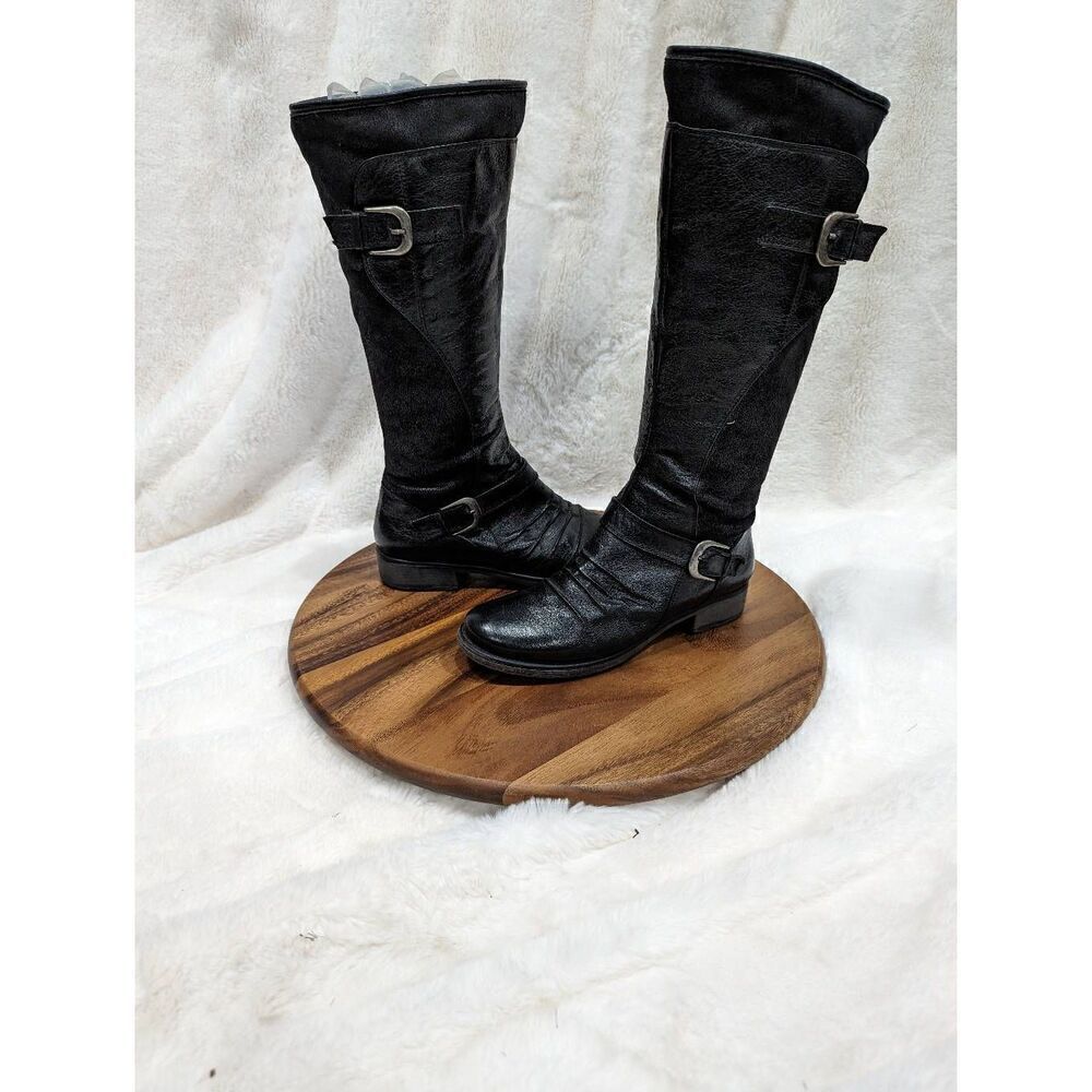 Baretraps Boots Womens 8.5 M Saydo Knee High Tall Riding Black Leather Zipper